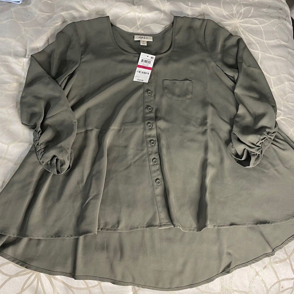 Style & Co. 3/4 sleeve Flared button down shirt